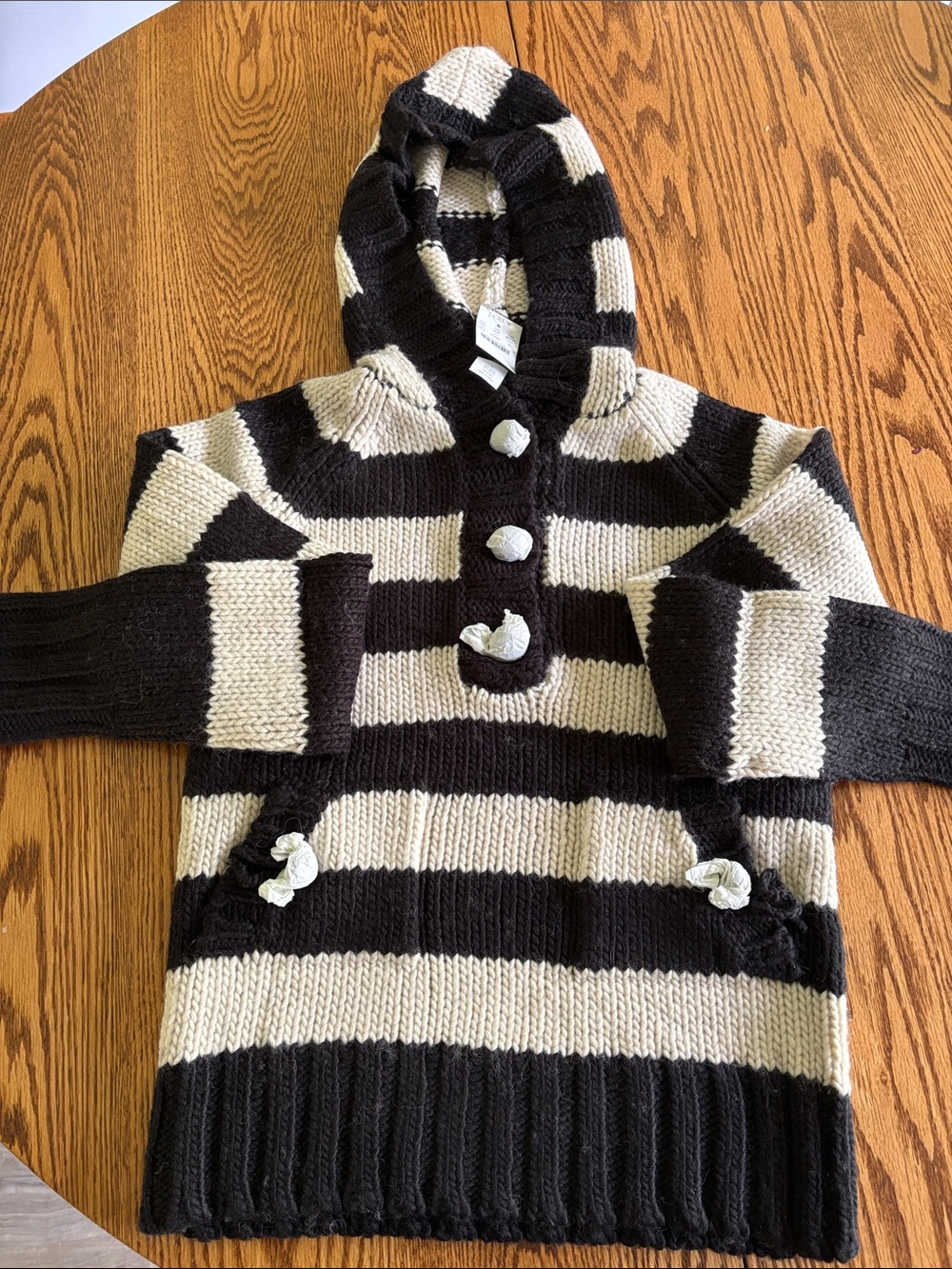 NWT J. Crew vintage Chunky Striped Knit Sweater in Black and Cream